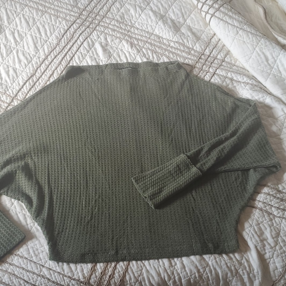 Off shoulder green top